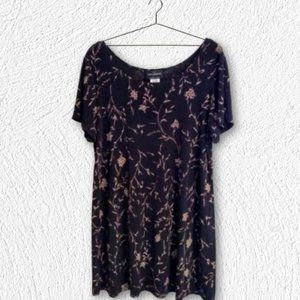 John Roberts Black Dress w/Floral Design 22 Petite